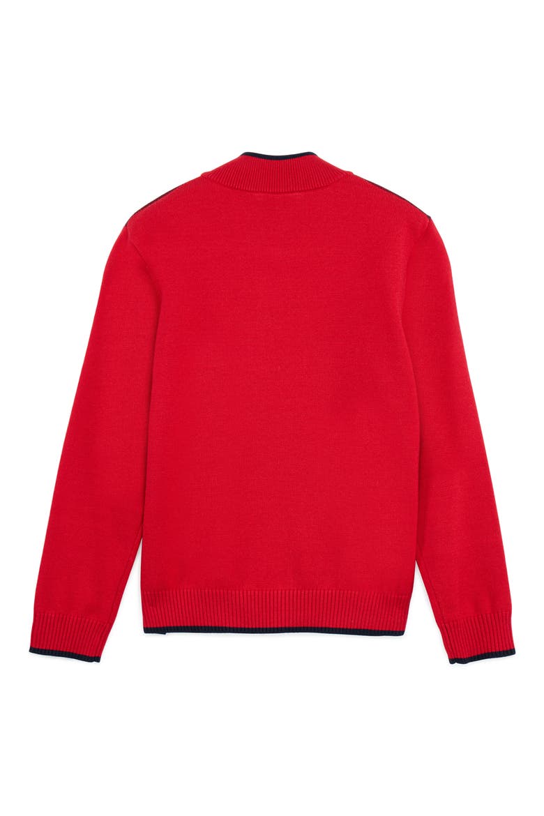 Kids' RAW X Shoulder Detail Quarter Zip Sweater, Alternate, color, RED
