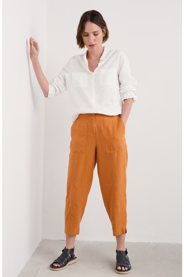 Saltings Cropped Linen Pants, Alternate, color, CUMIN