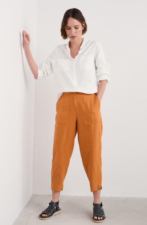 Seasalt Cornwall Saltings Cropped Linen Pants In Cumin