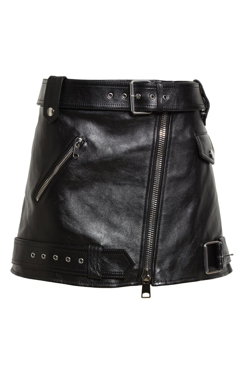 McQueen Leather Biker Miniskirt, Main, color, 