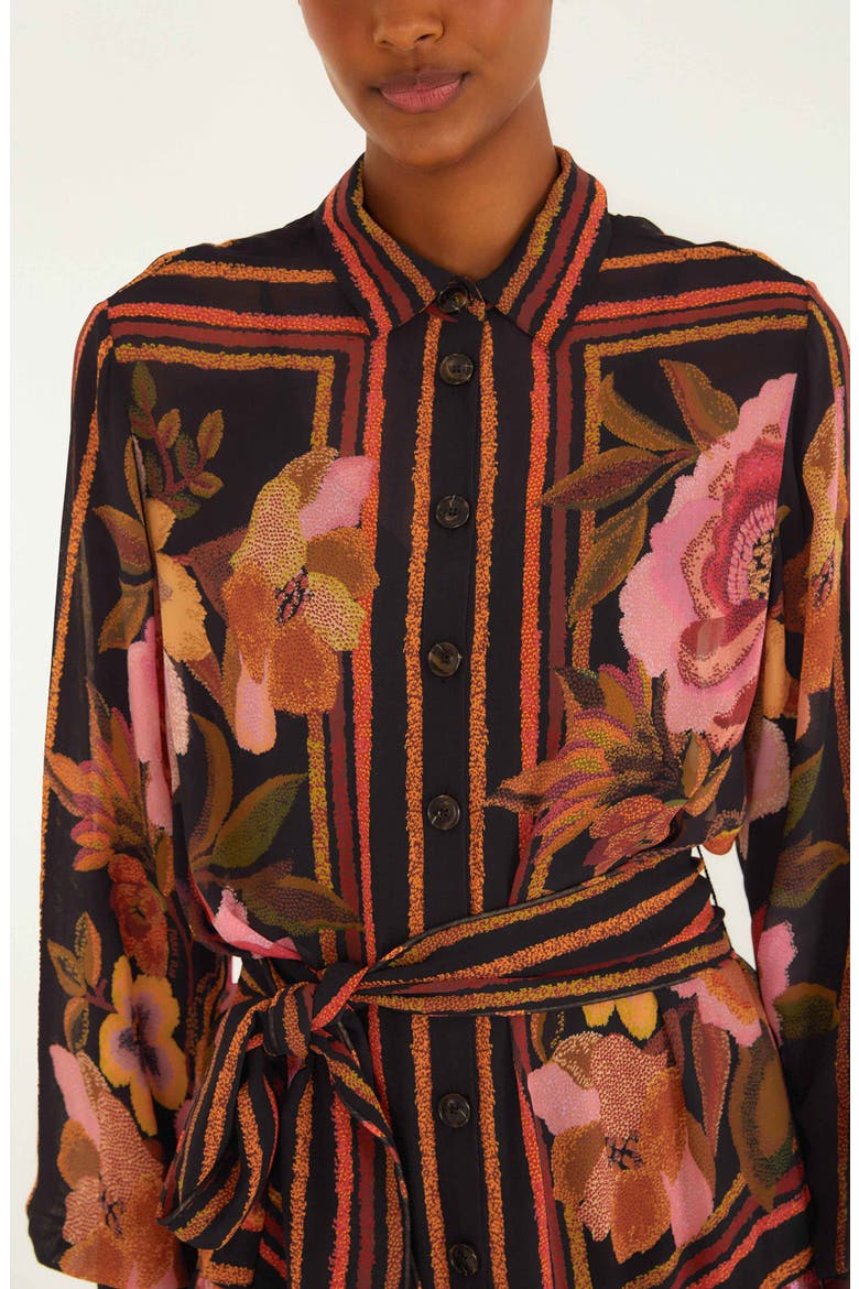 Floral Print Long Sleeve Minidress, Alternate, color, CHENILLE FLOWERS BLA