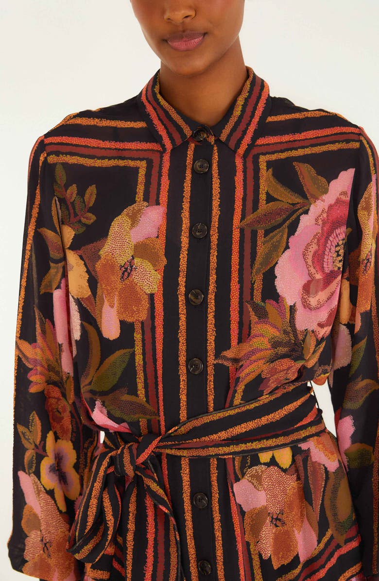 FARM Rio Floral Print Long Sleeve Minidress, Alternate, color,