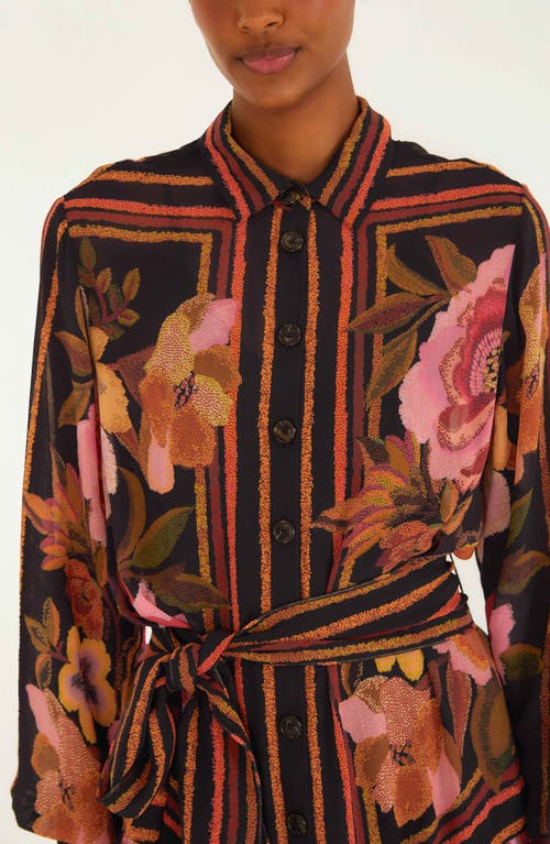 Farm Rio Floral Print Long Sleeve Minidress