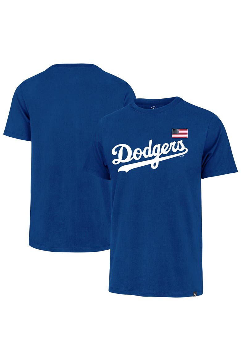 Men's '47  Royal Los Angeles Dodgers Heritage U.S. Flag T-Shirt, Main, color, Royal