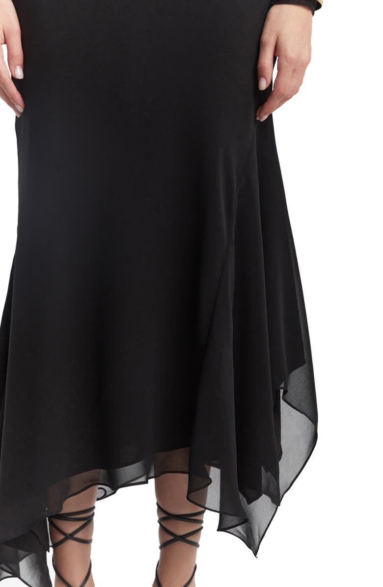 Bardot Suki Handkerchief Hem Georgette Midi Skirt, Alternate, color, 