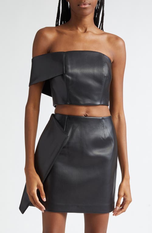 ISRAELLA KOBLA Kamaal Faux Leather Bustier Top in Black 