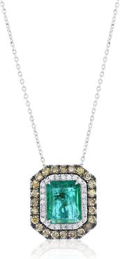 SOUZANA by Suzy Levian 14K Gold 3.65ct Emerald & 0.96cttw Diamond Pendant Necklace