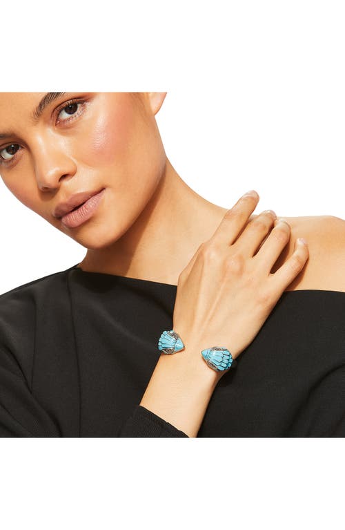 Kurt Geiger London Enamel Eagle Hinge Cuff Bracelet In Blue