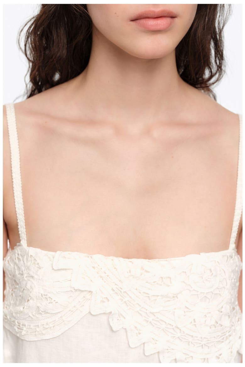 Linen Crochet Neckline Jumpsuit, Alternate, color, WHITE