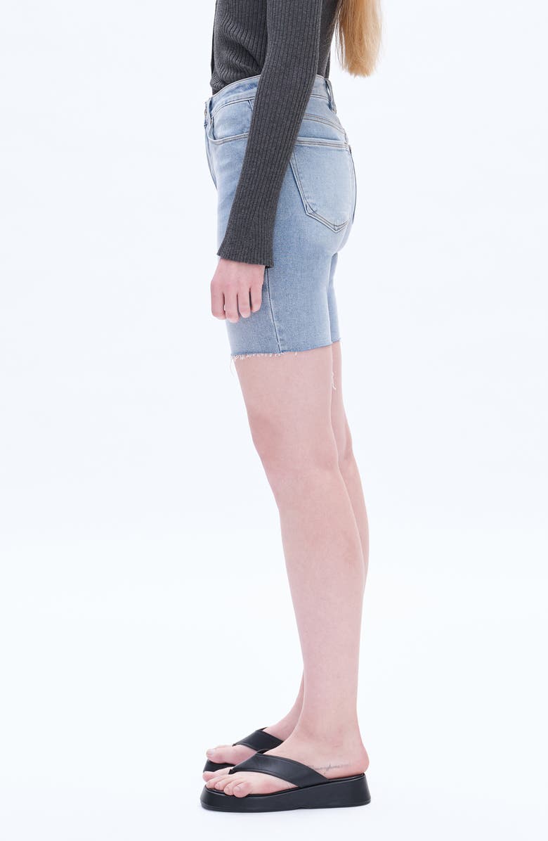 Bayeas Raw Hem Mid Thigh Denim Shorts, Alternate, color, Wave