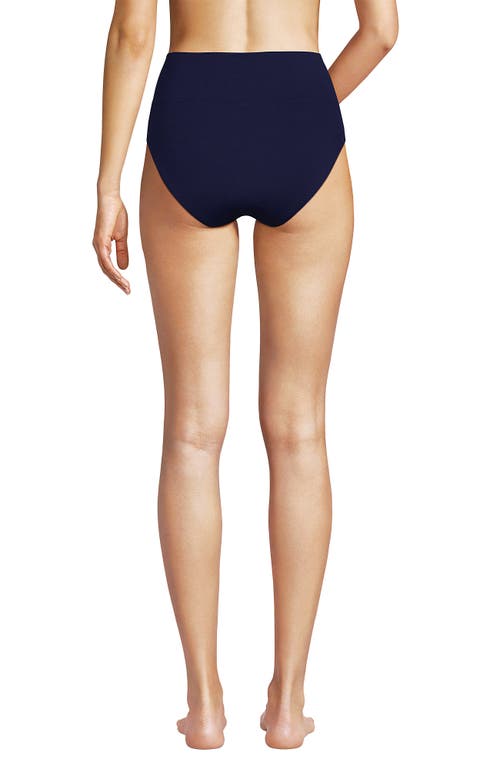 Lands' End Chlorine Resistant Pinchless High Waisted Bikini Bottoms In Deep Sea Navy