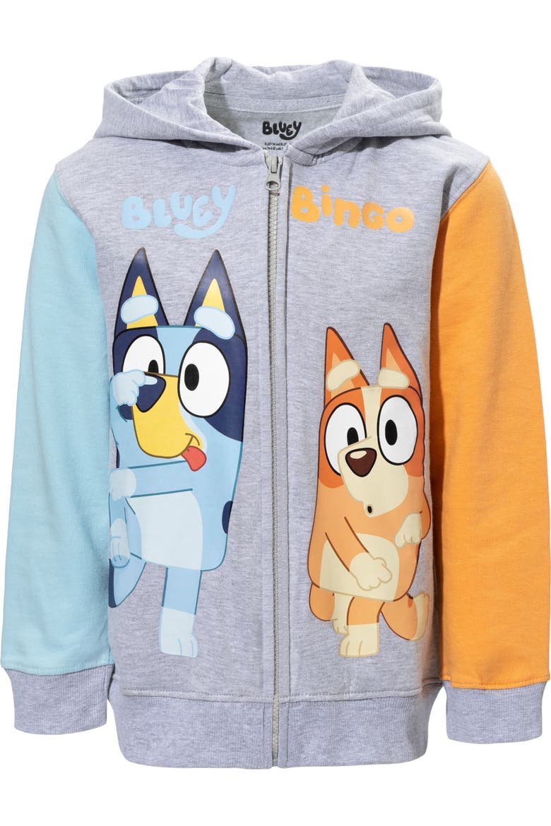 Fleece Zip-Up Hoodie, Alternate, color, Bluey Bingo Grey