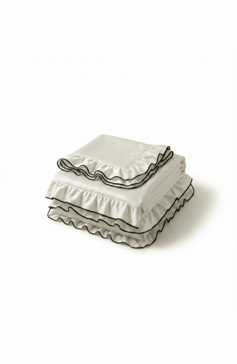 Ever Lasting Silky Ruffle Bedding Set, Main, color, Ivory White, Fitted