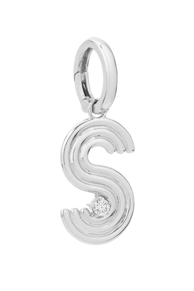 Groovy Initial Diamond Pendant Charm, Alternate, color, SILVER - S