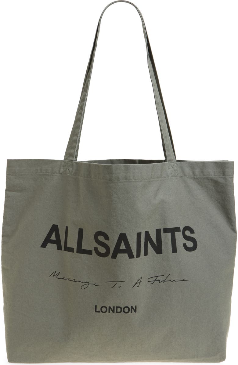 AllSaints Future Cotton Canvas Tote, Main, color, Gastor Green