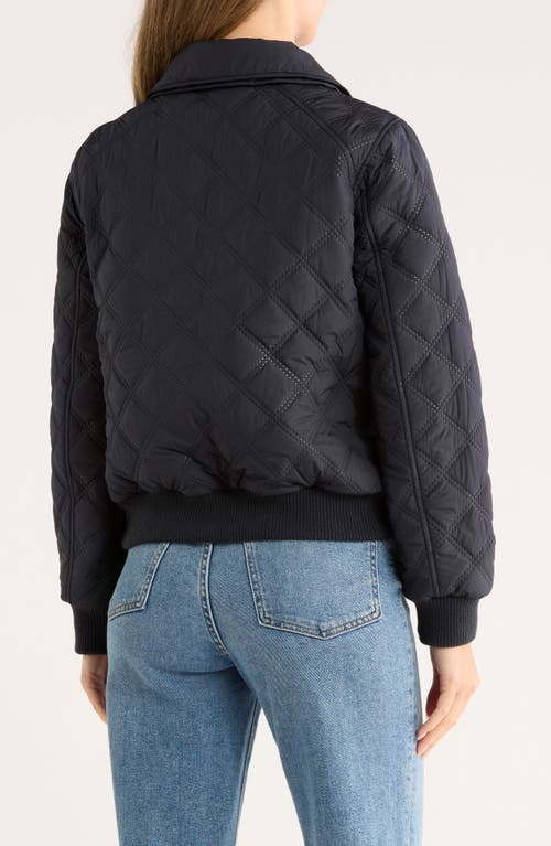 Bernardo Diamond Quilted Bomber Jacket In Blue