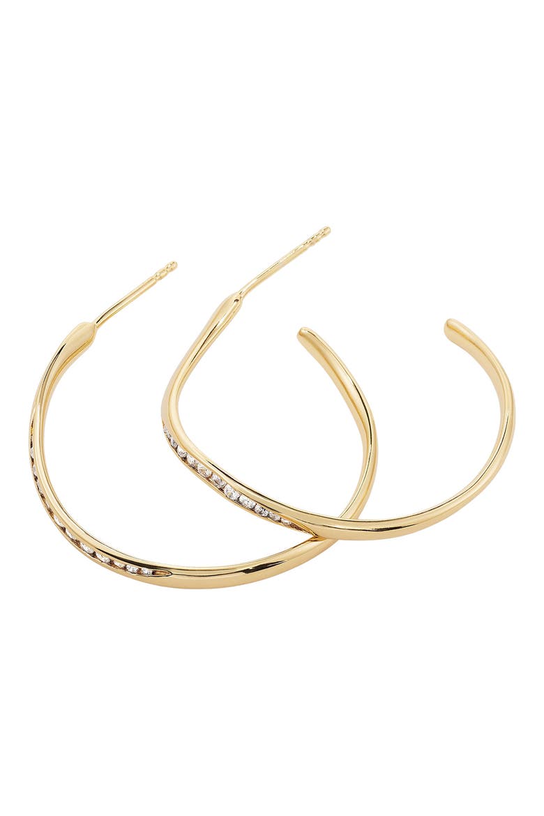Camille White Topaz Hoop Earrings, Alternate, color, WHITE CZ/ GOLD