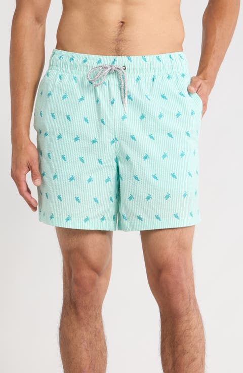 Sea Turtles Seersucker Swim Trunks