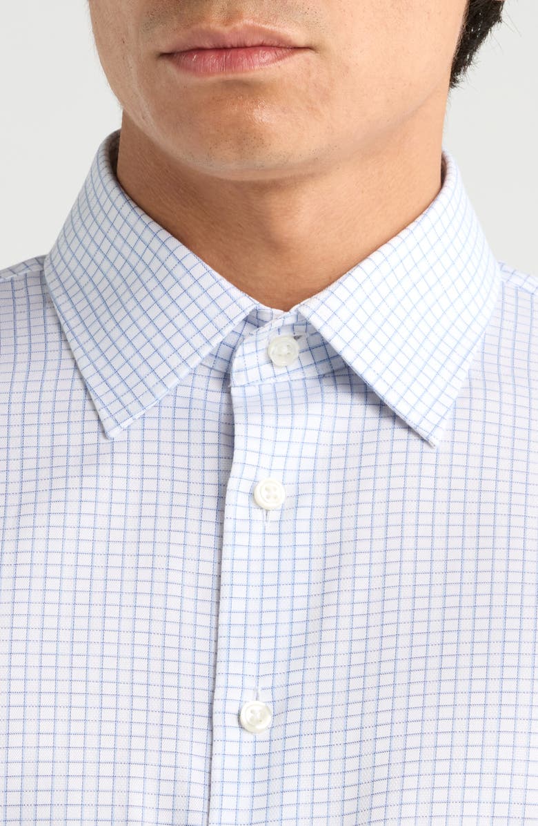 Nordstrom Trim Fit Check Non-Iron Cotton Dress Shirt, Alternate, color, Blue Highlight Grid
