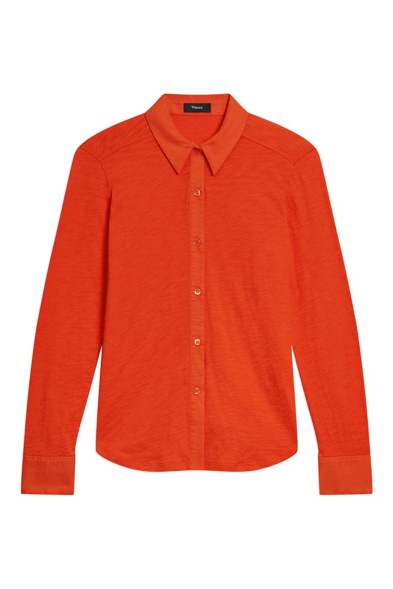 Riduro C.Nebulous Organic Cotton Slub Long Sleeve Button-Up Shirt, Alternate, color, POPPY