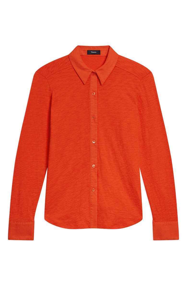 Theory Riduro C.Nebulous Organic Cotton Slub Long Sleeve Button-Up Shirt, Alternate, color, Poppy