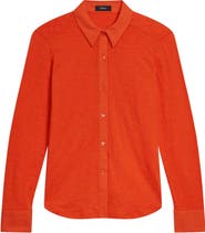 Theory Riduro C.Nebulous Organic Cotton Slub Long Sleeve Button-Up Shirt