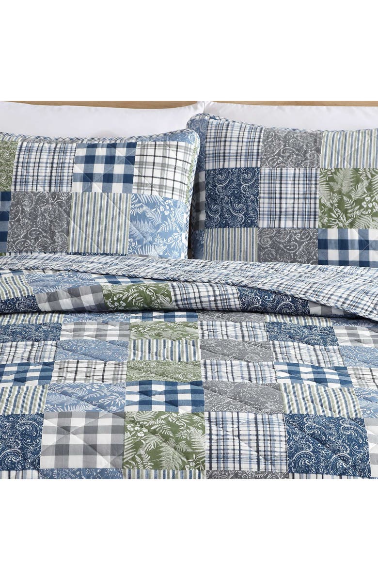 Eddie Bauer Cozy Plaid Cotton Quilt 3-Piece Set, Alternate, color, Blue/ Green