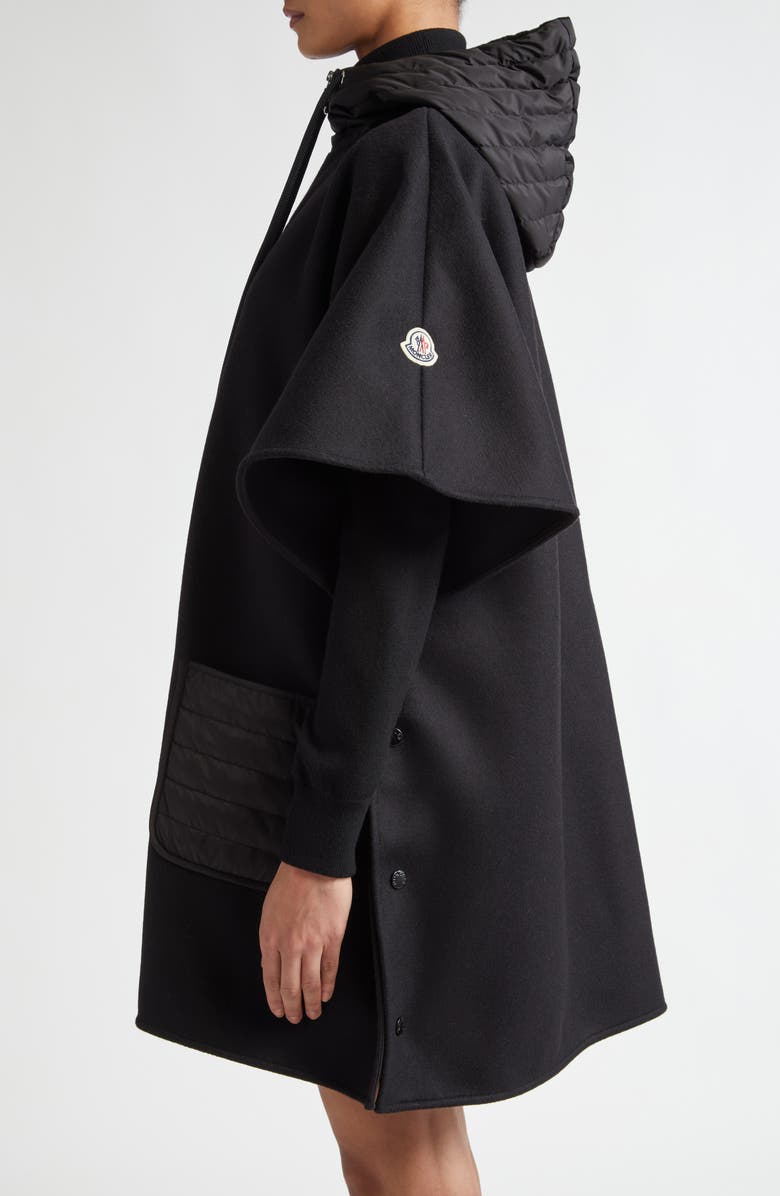 Moncler Mantella Mixed Media Down Pocket Hooded Wrap, Alternate, color, 