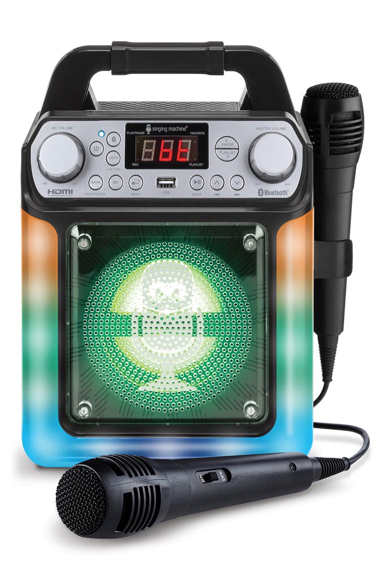 Groove Mini Karaoke Player with Two Microphones, Alternate, color, BLACK