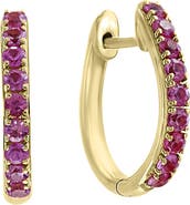 EFFY 14K Yellow Gold ,Pink Sapphire Hoop Earrings