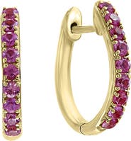 EFFY 14K Yellow Gold ,Pink Sapphire Hoop Earrings