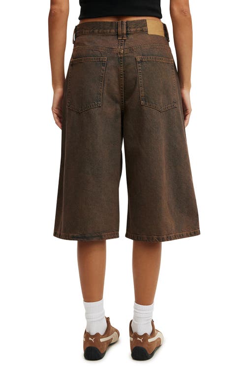 Cotton On 91 Baggy Denim Jort In Shadow Brown