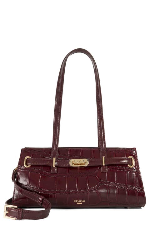 Depend Croc Embossed Leather Shoulder Bag