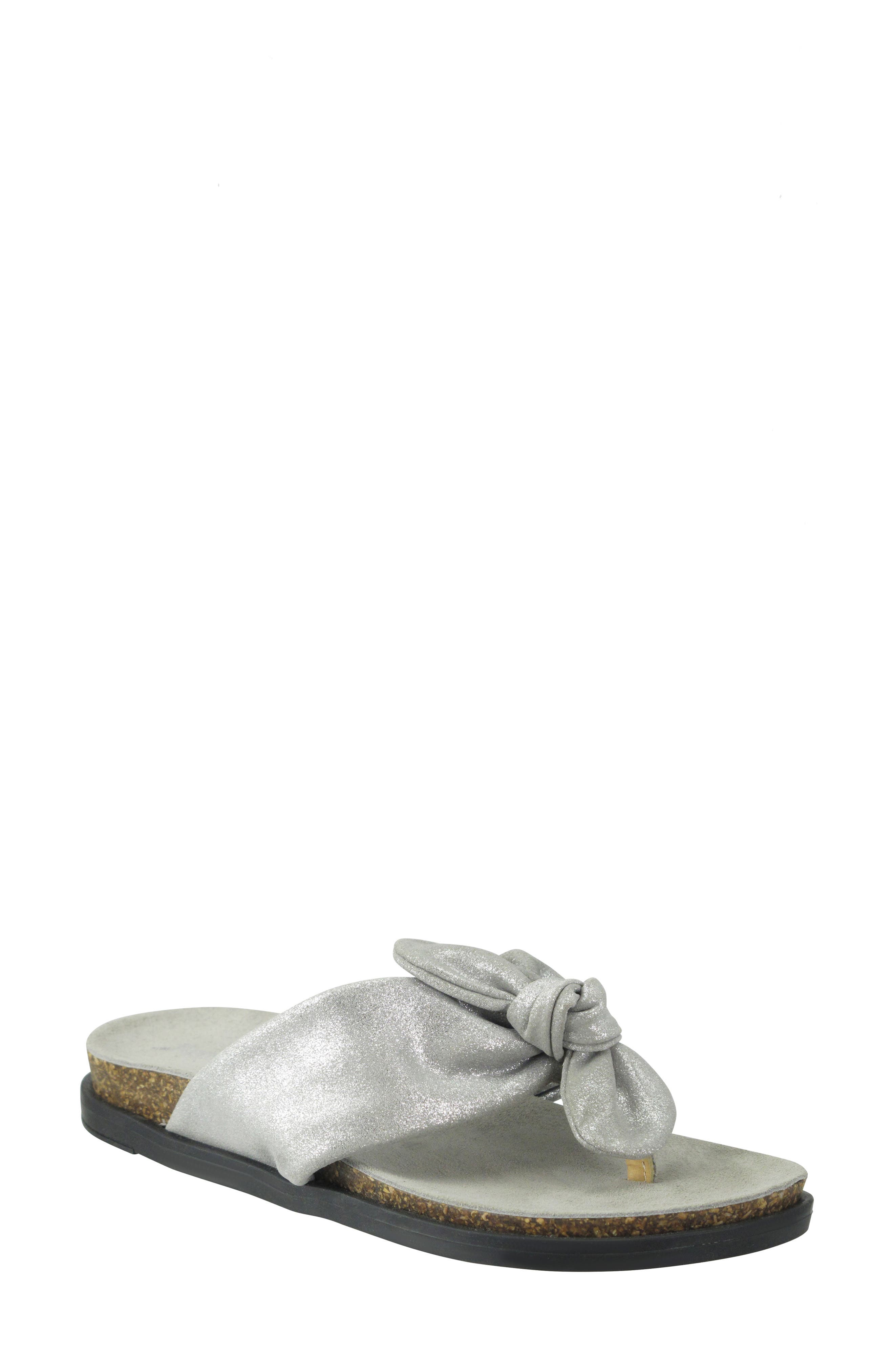 Gayla Metallic Leather Flip Flop, Main, color, DOVE METALLIC