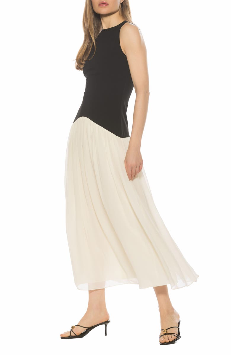 Alexia Admor Dorian Halter Neck Midi Dress, Alternate, color, Black/ White