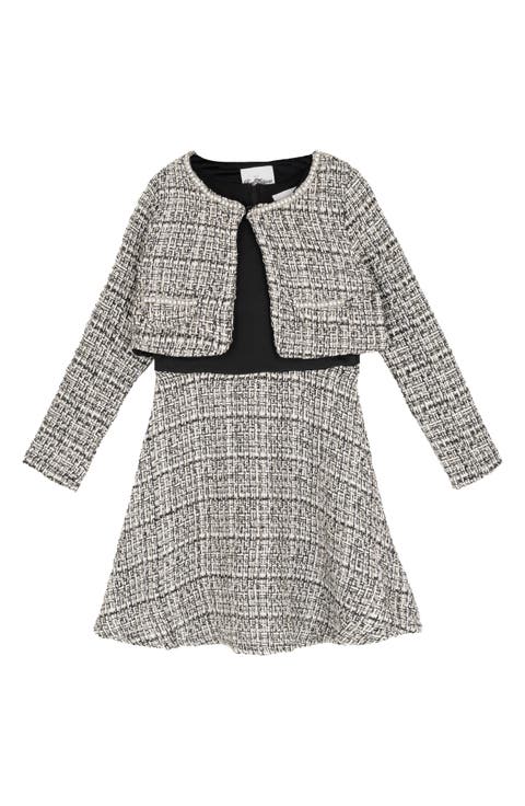 Kids' Bouclé Tweed Dress & Jacket Set (Big Kid)