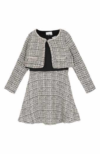 Rare Editions Kids' Bouclé Tweed Dress & Jacket Set