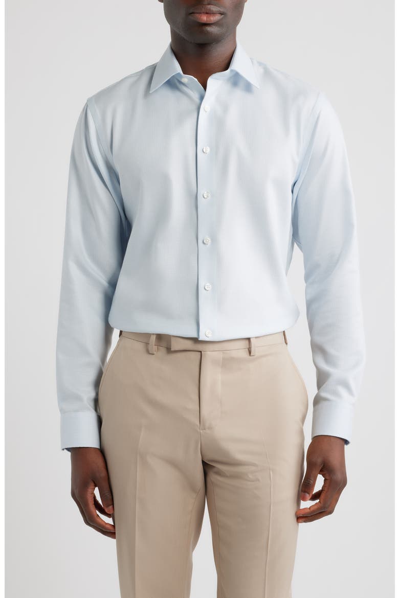 Trim Fit PremiumCotton Dobby Dress Shirt, Main, color, BLUE ADRIANO TEXTURE