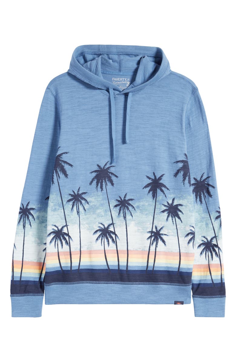 Faherty Palm Tree Print Organic Cotton Hoodie, Alternate, color,