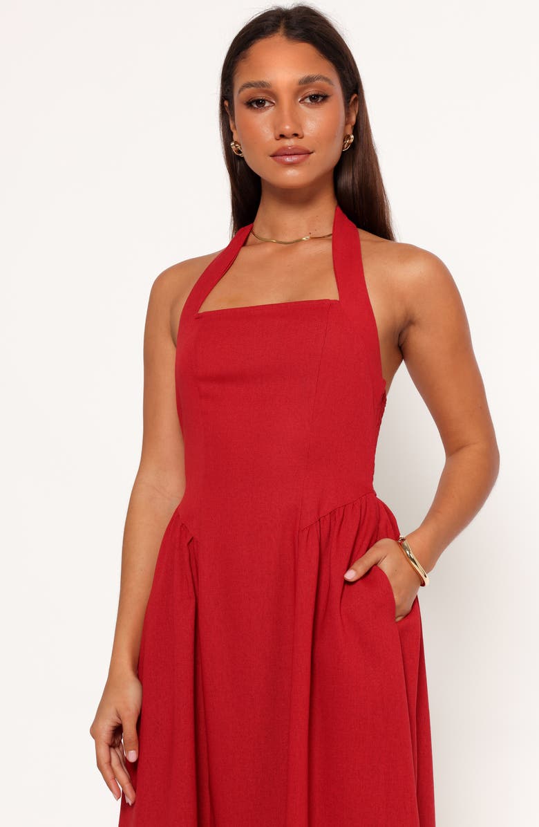 Petal & Pup Ramona Linen Halter Midi Dress, Alternate, color, Red