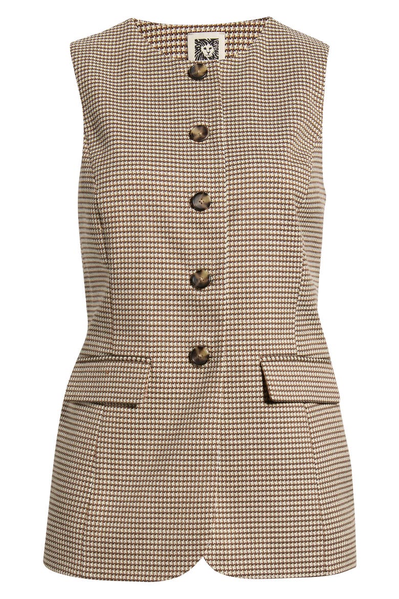 Houndstooth Five-Button Vest, Alternate, color, NATURAL CLAY MULTI