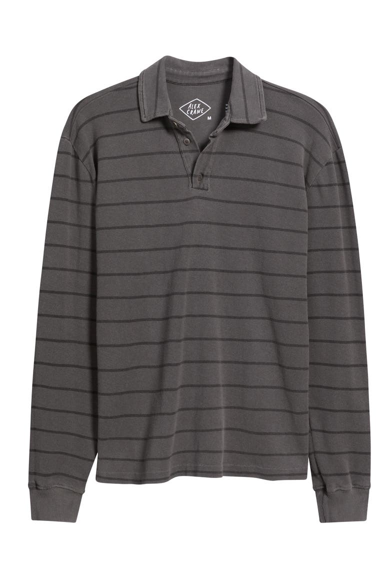 Caza Rib Organic Cotton Long Sleeve Polo, Alternate, color, SLATERIO
