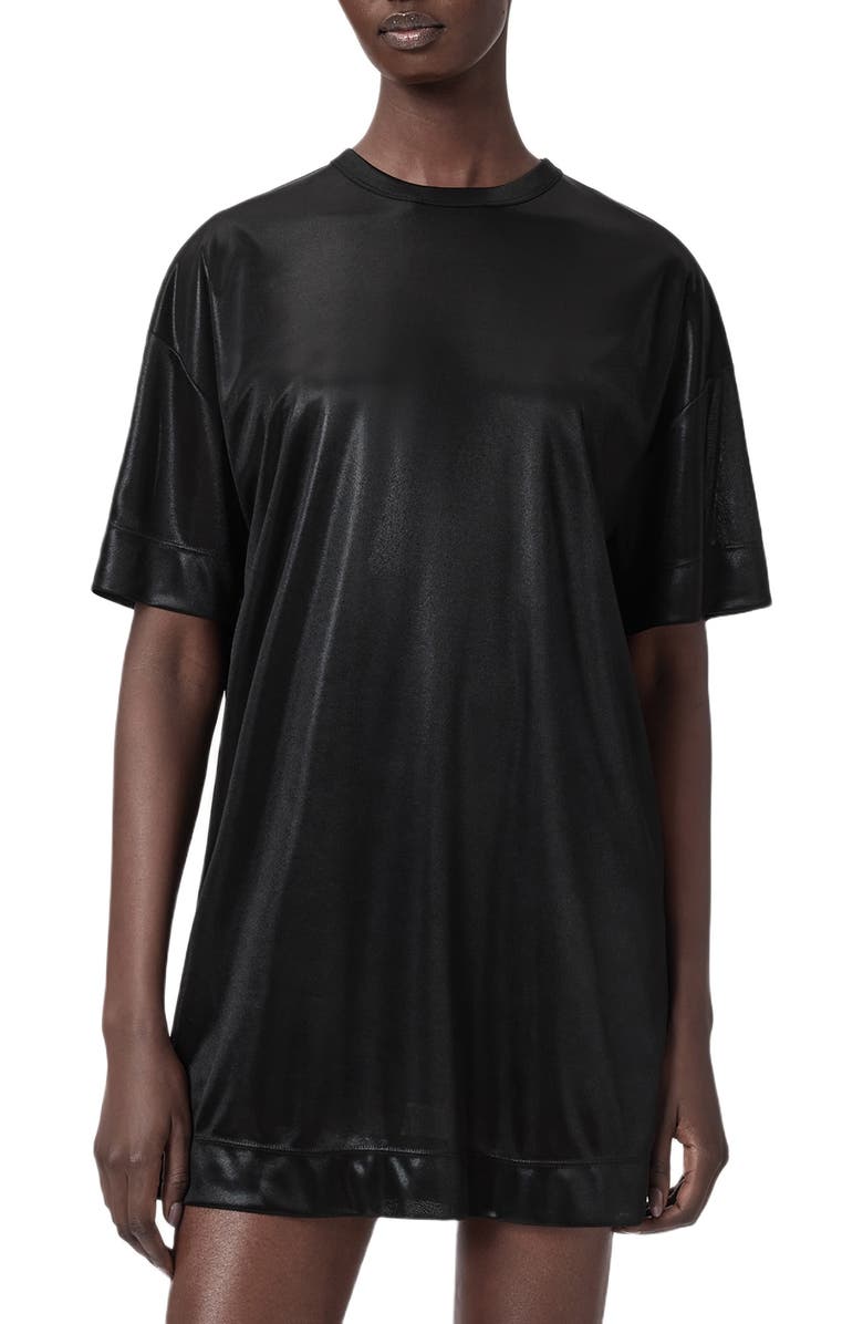 AllSaints Sparkle T-Shirt Minidress, Main, color, Black