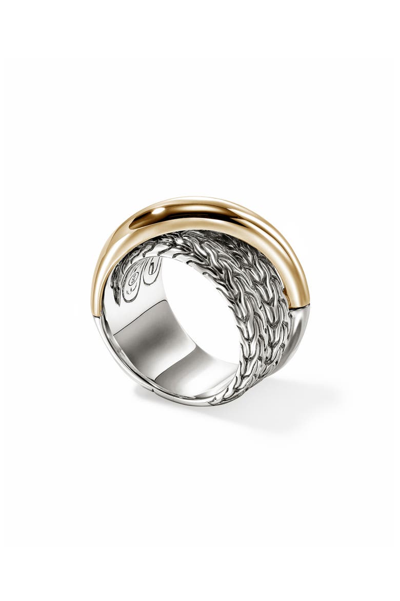 JH Essentials Crossover Ring, Wide, Alternate, color, SILVER/GOLD