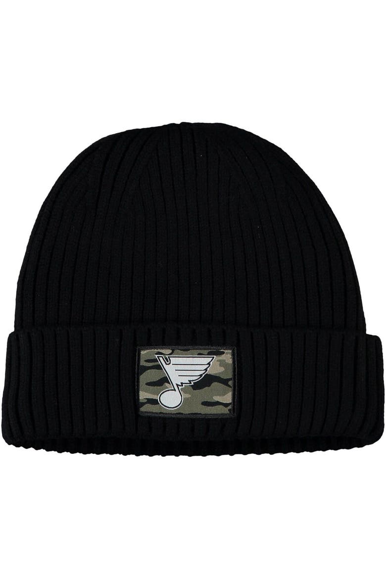 Men's adidas Black St. Louis Blues Military Appreciation Cuffed Knit Hat, Main, color, Black