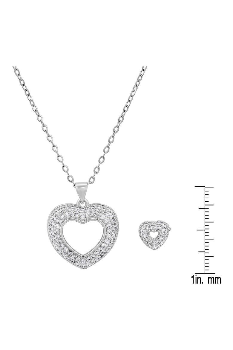 18k Gold Plated Heart Necklace & Earrings Set, Alternate, color, SILVER