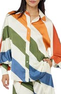 CIEBON Kenia Stripe Satin Chiffon Button-Up Shirt