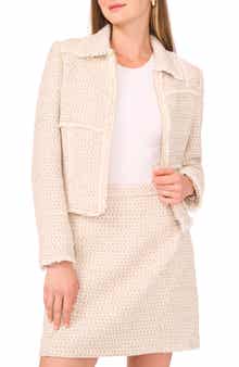 Vince Camuto Fringe Detail Tweed Jacket