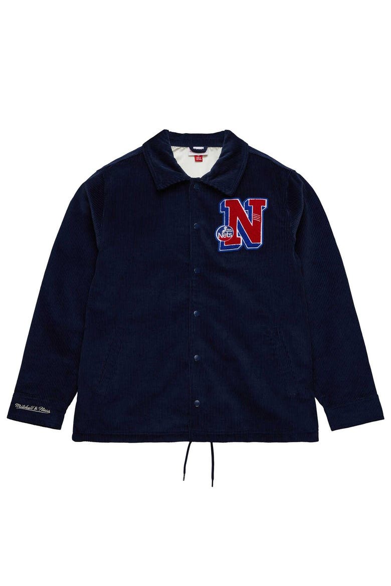 Men's Mitchell & Ness Navy New Jersey Nets Hardwood Classics Coaches Full-Snap Jacket, Alternate, color, Navy