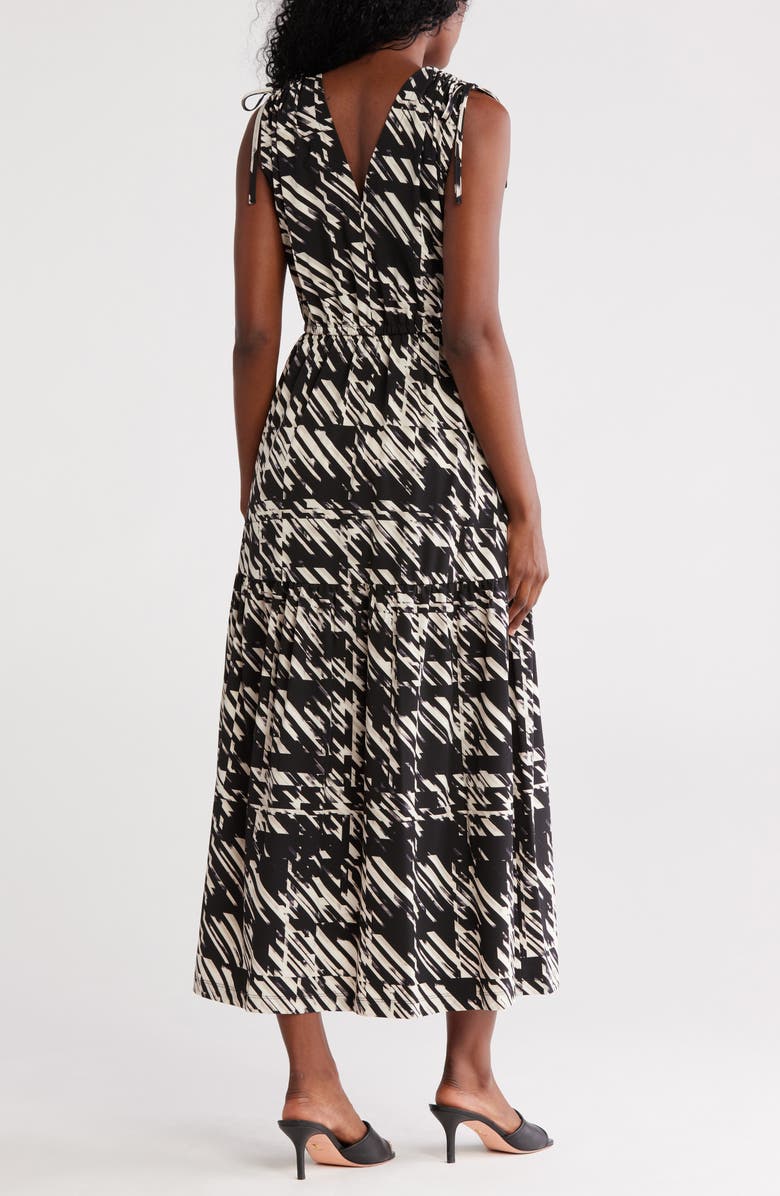 Calvin Klein V-Neck Sleeveless Tiered Maxi Dress, Alternate, color, Black Multi